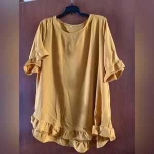 Source Unknown Mustard Blouse with Rolled Sleeves